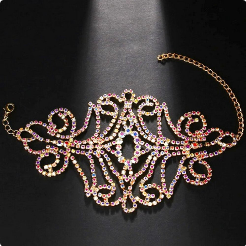 Ballroom GOLD mettel bracelts with crystals for XL wrists OR use as bicep bands